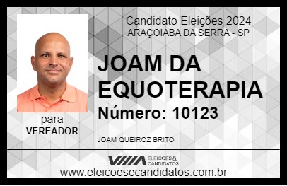 Candidato JOAM DA EQUOTERAPIA 2024 - ARAÇOIABA DA SERRA - Eleições