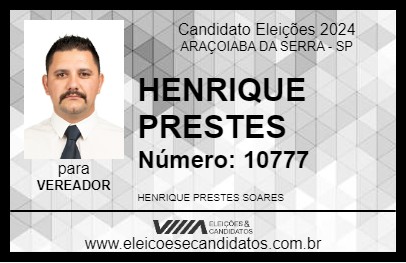 Candidato HENRIQUE PRESTES 2024 - ARAÇOIABA DA SERRA - Eleições