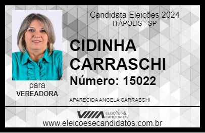 Candidato CIDINHA CARRASCHI 2024 - ITÁPOLIS - Eleições