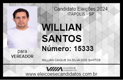 Candidato WILLIAN SANTOS 2024 - ITÁPOLIS - Eleições