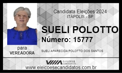 Candidato SUELI POLOTTO 2024 - ITÁPOLIS - Eleições