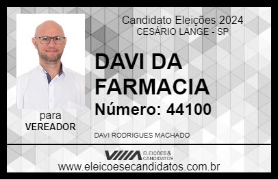 Candidato DAVI DA FARMACIA 2024 - CESÁRIO LANGE - Eleições