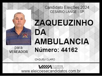 Candidato ZAQUEUZINHO DA AMBULANCIA 2024 - CESÁRIO LANGE - Eleições