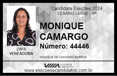 Candidato MONIQUE CAMARGO 2024 - CESÁRIO LANGE - Eleições