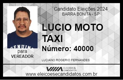 Candidato LUCIO MOTO TAXI 2024 - BARRA BONITA - Eleições