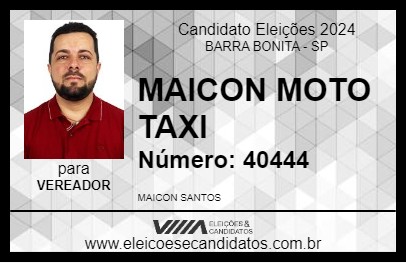 Candidato MAICON MOTO TAXI 2024 - BARRA BONITA - Eleições