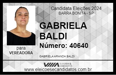 Candidato GABRIELA BALDI 2024 - BARRA BONITA - Eleições