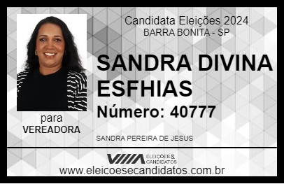 Candidato SANDRA DIVINA ESFHIAS 2024 - BARRA BONITA - Eleições