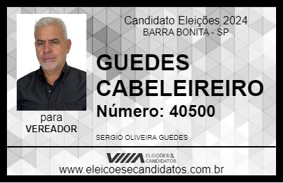 Candidato GUEDES CABELEIREIRO 2024 - BARRA BONITA - Eleições