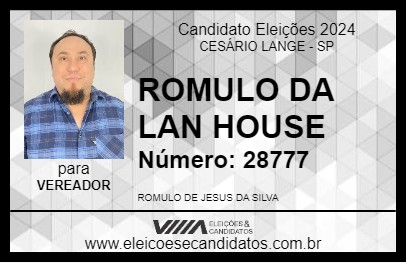 Candidato ROMULO DA LAN HOUSE 2024 - CESÁRIO LANGE - Eleições