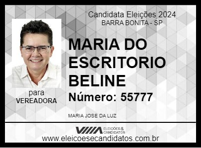 Candidato MARIA DO ESCRITORIO  BELINE 2024 - BARRA BONITA - Eleições