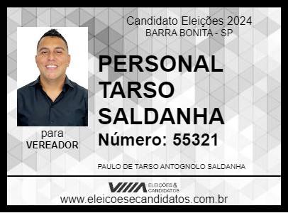 Candidato PERSONAL TARSO SALDANHA 2024 - BARRA BONITA - Eleições