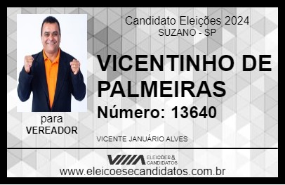 Candidato VICENTINHO DE PALMEIRAS 2024 - SUZANO - Eleições