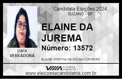 Candidato ELAINE DA JUREMA 2024 - SUZANO - Eleições