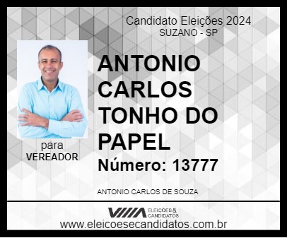 Candidato ANTONIO CARLOS TONHO DO PAPEL 2024 - SUZANO - Eleições