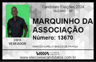 Candidato MARQUINHO DA ASSOCIAÇÃO 2024 - SUZANO - Eleições