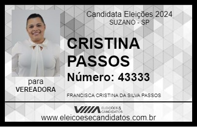 Candidato CRISTINA PASSOS 2024 - SUZANO - Eleições