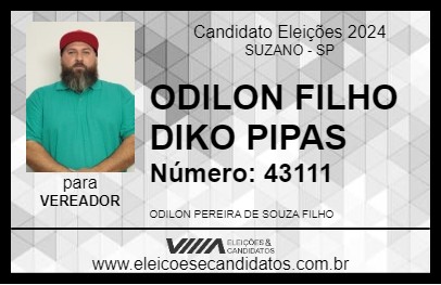 Candidato ODILON FILHO DIKO PIPAS 2024 - SUZANO - Eleições