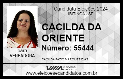 Candidato CACILDA DA ORIENTE 2024 - IBITINGA - Eleições