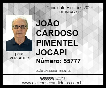 Candidato JOÃO CARDOSO PIMENTEL  JOCAPI 2024 - IBITINGA - Eleições