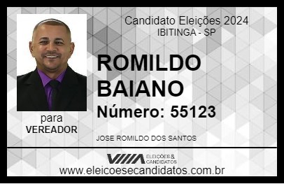 Candidato ROMILDO BAIANO 2024 - IBITINGA - Eleições