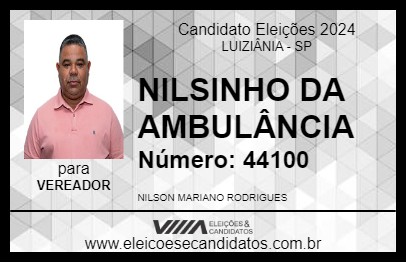 Candidato NILSINHO DA AMBULÂNCIA 2024 - LUIZIÂNIA - Eleições