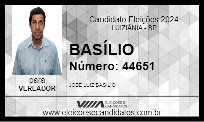 Candidato BASÍLIO 2024 - LUIZIÂNIA - Eleições