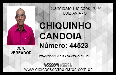 Candidato CHIQUINHO CANDOIA 2024 - LUIZIÂNIA - Eleições