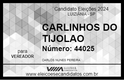 Candidato CARLINHOS DO TIJOLAO 2024 - LUIZIÂNIA - Eleições