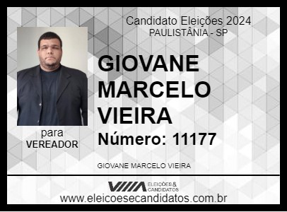 Candidato GIOVANE MARCELO VIEIRA 2024 - PAULISTÂNIA - Eleições