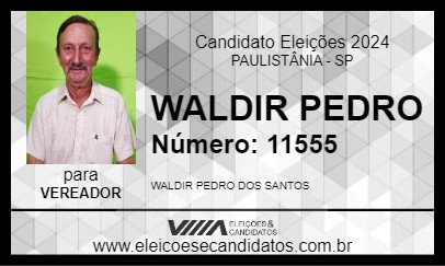 Candidato WALDIR PEDRO 2024 - PAULISTÂNIA - Eleições