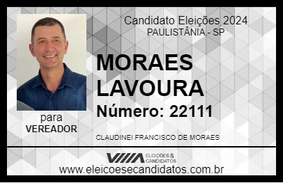 Candidato MORAES LAVOURA 2024 - PAULISTÂNIA - Eleições