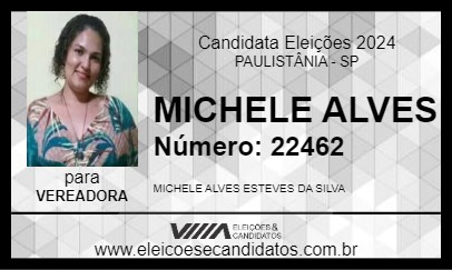 Candidato MICHELE ALVES 2024 - PAULISTÂNIA - Eleições