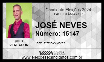 Candidato JOSÉ NEVES 2024 - PAULISTÂNIA - Eleições