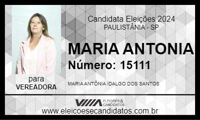 Candidato MARIA ANTONIA 2024 - PAULISTÂNIA - Eleições