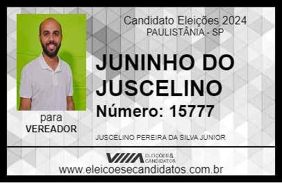 Candidato JUNINHO DO JUSCELINO 2024 - PAULISTÂNIA - Eleições