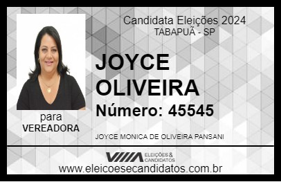 Candidato JOYCE OLIVEIRA 2024 - TABAPUÃ - Eleições