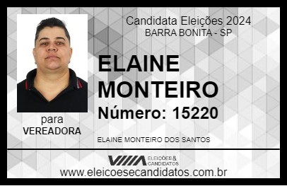 Candidato ELAINE MONTEIRO 2024 - BARRA BONITA - Eleições