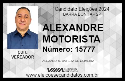 Candidato ALEXANDRE MOTORISTA 2024 - BARRA BONITA - Eleições