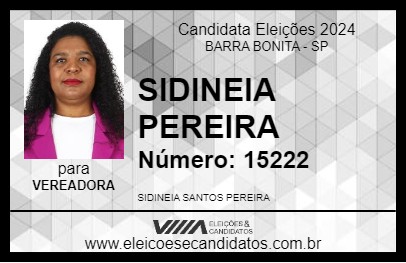 Candidato SIDINEIA PEREIRA 2024 - BARRA BONITA - Eleições