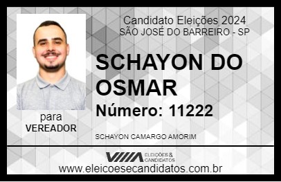 Candidato SCHAYON DO OSMAR 2024 - SÃO JOSÉ DO BARREIRO - Eleições