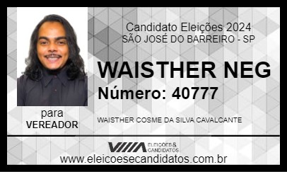 Candidato WAISTHER NEG 2024 - SÃO JOSÉ DO BARREIRO - Eleições