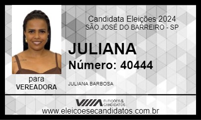 Candidato JULIANA 2024 - SÃO JOSÉ DO BARREIRO - Eleições