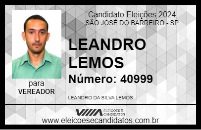 Candidato LEANDRO LEMOS 2024 - SÃO JOSÉ DO BARREIRO - Eleições