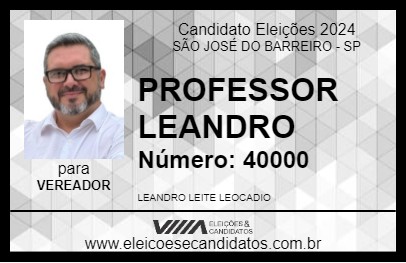 Candidato PROFESSOR LEANDRO 2024 - SÃO JOSÉ DO BARREIRO - Eleições