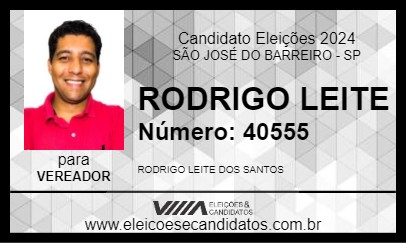 Candidato RODRIGO LEITE 2024 - SÃO JOSÉ DO BARREIRO - Eleições