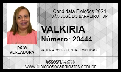 Candidato VALKIRIA 2024 - SÃO JOSÉ DO BARREIRO - Eleições