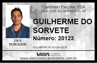 Candidato GUILHERME DO SORVETE 2024 - SÃO JOSÉ DO BARREIRO - Eleições