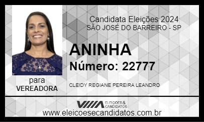 Candidato ANINHA 2024 - SÃO JOSÉ DO BARREIRO - Eleições