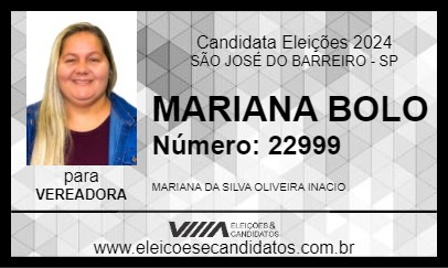 Candidato MARIANA BOLO 2024 - SÃO JOSÉ DO BARREIRO - Eleições